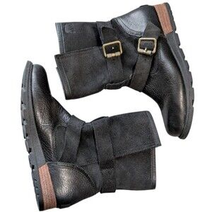 Sorel Women's Major Moto Boots Black Leather Suede size 6 discontinued